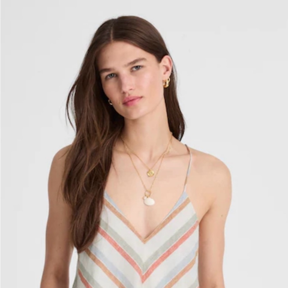 Madewell Striped V-Neck Midi Dress in 100% Linen